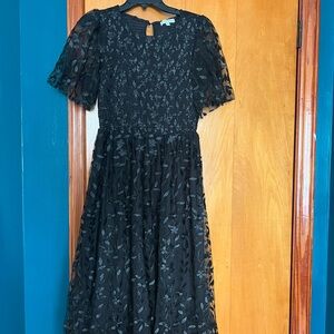 Baltic Born Black Floral Midi Dress